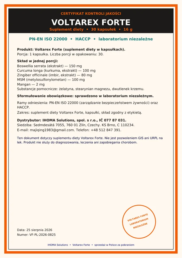 Certyfikat Voltarex Forte PDF